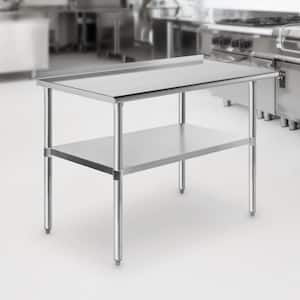48 x 24 in. Stainless Steel Kitchen Utility Table with Backsplash and Bottom-Shelf