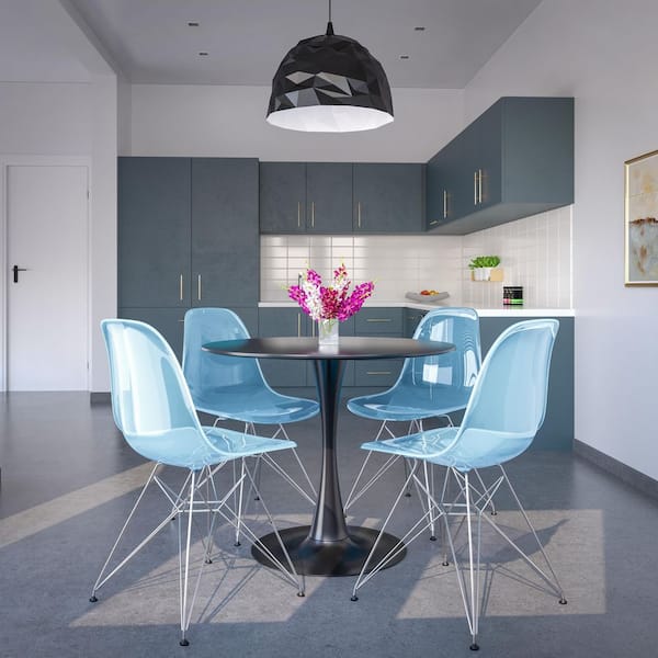 Cresco Transparent Blue Side Chair Set of 4