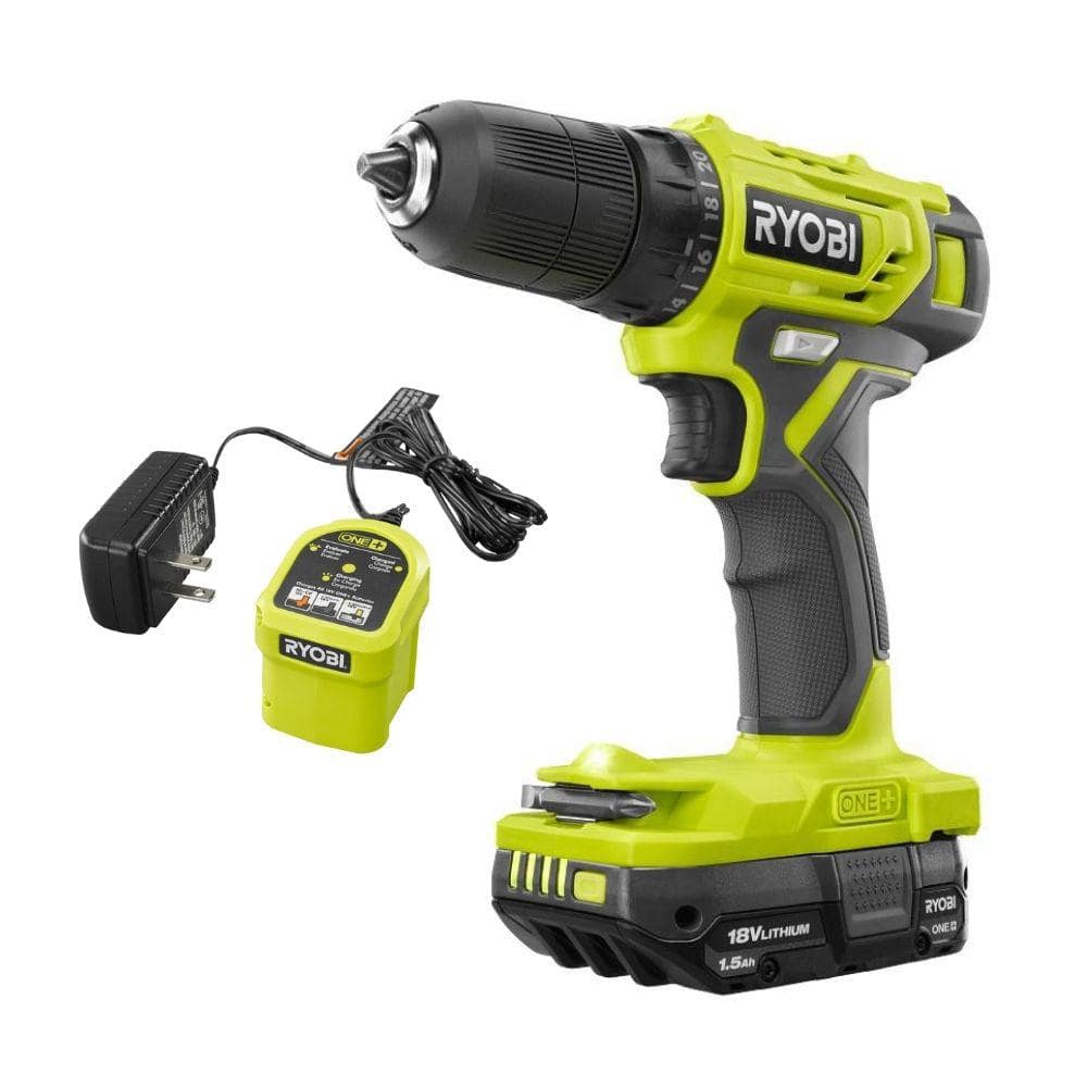 RYOBI ONE+ 18V Cordless 3/8 in. Drill/Driver Kit with 1.5 Ah Battery and  Charger PDD209K The Home Depot