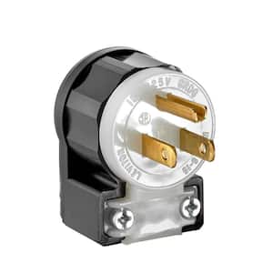 15 Amp 125-Volt Angle Plug, Black and White
