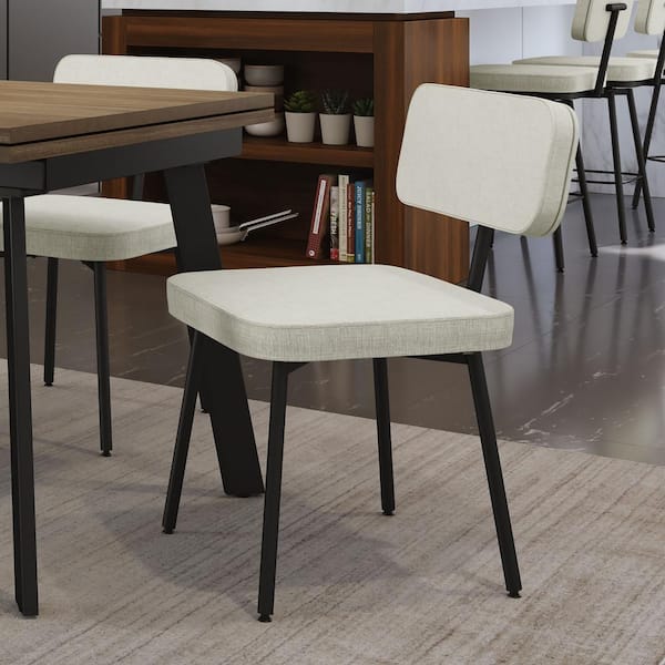 Amisco Tereza Light Beige PVC / Black Metal Upholstered Dining Chair