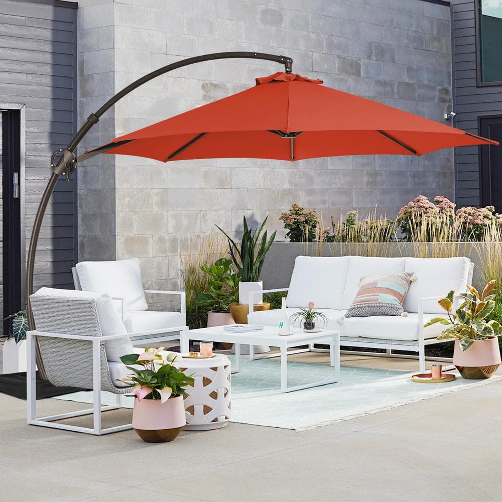 11 ft.Outdoor Cantilever Offset Umbrella Patio Umbrella with Sandbag and Cover in Pumpkin price history on PriceWatchPro
