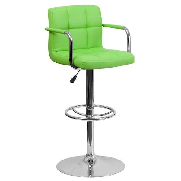 Flash Furniture 33.25 in. Adjustable Height Green Cushioned Bar Stool