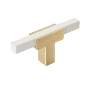 Urbanite 2-3/4 in. L (70 mm) Brushed Gold/White T-Shaped Cabinet Knob