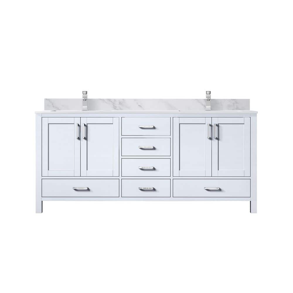 Jacques 72 in. W x 22 in. D White Double Bath Vanity with Carrara Marble Top, and Faucet Set price history on PriceWatchPro