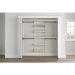 Genevieve 6 ft. Birch Adjustable Closet Organizer Double Hanging Rods with 6 Shelves