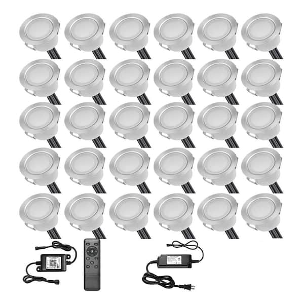 30pcs Wireless Smart Control LED Deck Light Kit RGBW Recessed with Remote Voice Control IP67 Waterproof Outdoor Lighting