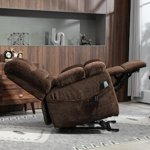 Chocolate-1 3-Motor Zero Gravity Power Lift Recliner with Armrest Storage, Massage and Heating