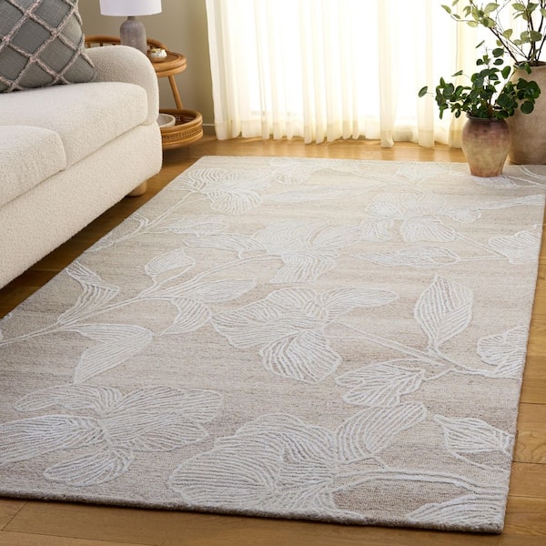 Glamour 8 ft. x 10 ft. Beige/Ivory Floral Sketch Area Rug