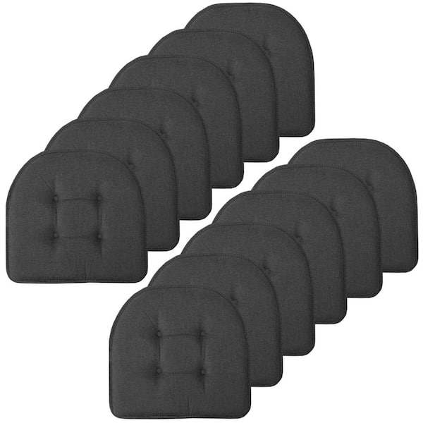 Sweet Home Collection Solid U-Shape Memory Foam 17 in. x 16 in. Non-Slip Indoor/Outdoor Chair Seat Cushion (12-Pack), Charcoal