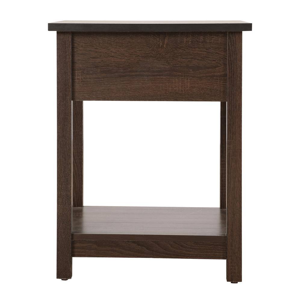 Salem Dark Brown 1-Drawer Nightstand with Open Shelf