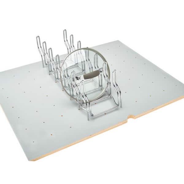 Rev-A-Shelf 5.5 in. H x 5.25 in. W x 16.88 in. D Chrome Kitchen Drawer Lid Organizer for Drawer Peg Boards