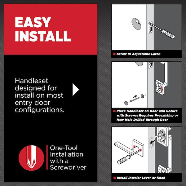 Kwikset San Clemente Matte Black Door Handleset with Halifax