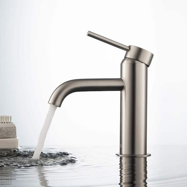 Circular Single Handle Bathroom Vanity Sink Faucet in Brushed Nickel