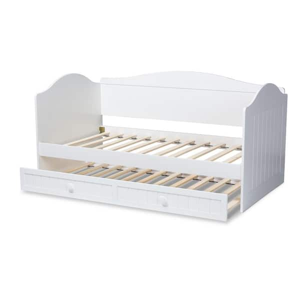 Baxton Studio Neves White Twin Daybed with Trundle 158 96449658 HD