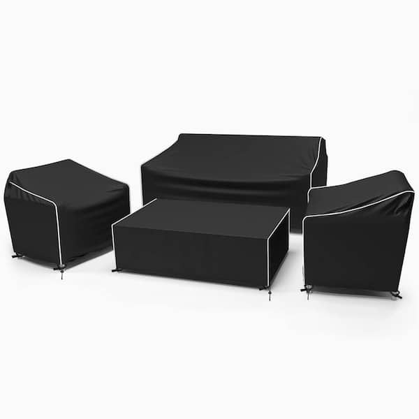 4-Piece Patio Furniture Cover Waterproof, Black