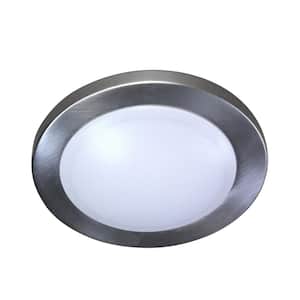 Scarlet 7 in. 15-Watt Nickel Integrated LED Flush Mount with Frosted Glass Silver Shade