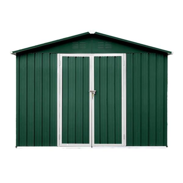 Unbranded - Outdoor 6 ft. x 8 ft. Storage Metal Sheds with Latch, Vents, for Garden (48 sq.ft.), Green Plus White