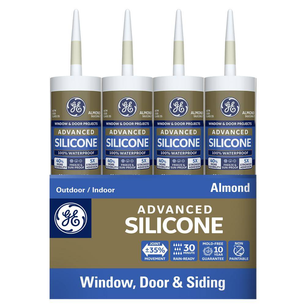 GE Advanced Silicone 2 10.1 oz. Window and Door Almond Silicone Caulk (12Pack) 2709132 The