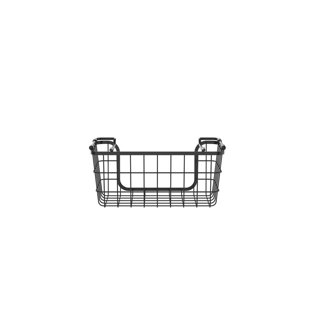 Modern Black Metal Wire 3-Piece Stackable Storage Basket Set