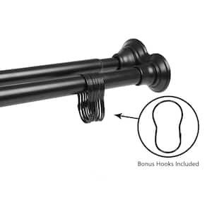 Rustproof 42-72 in. Aluminum Double Tension Straight Shower Curtain Rod in Black