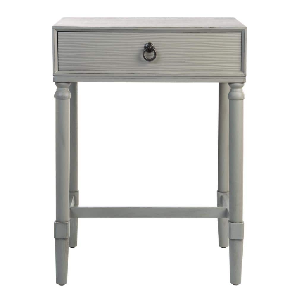 Distressed Gray Wood and Metal Accent Table with Storage