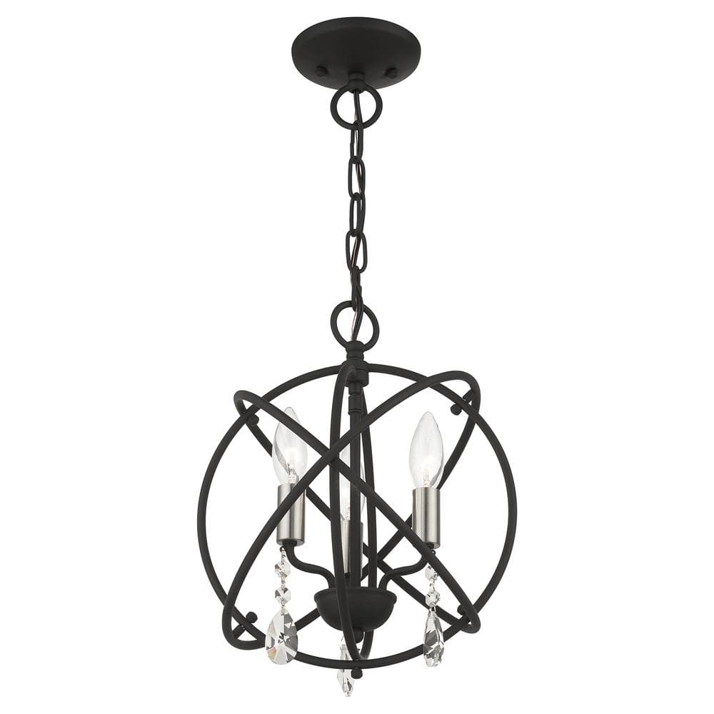 Black Steel Mini Crystal Candle Chandelier Light