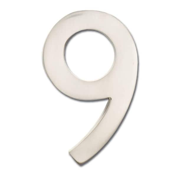 Architectural Mailboxes 4 in. Satin Nickel Floating House Number 9