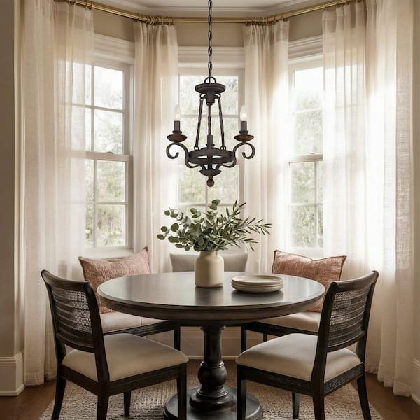 Quoizel Noble 3-Light Rustic Black Candle-Style Chandelier