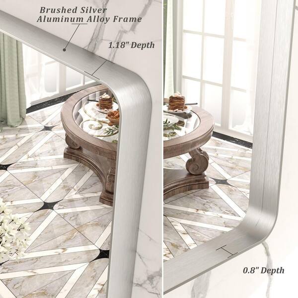 48 in. W x 30 in. H Rectangular Aluminum Alloy Framed and Tempered Glass Wall Bathroom Vanity Mirror in Brushed Silver