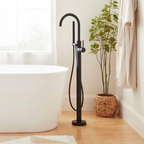 SIGNATURE HARDWARE Lexia Single-Handle Floor Mounted Roman Tub Faucet in. Matte Black