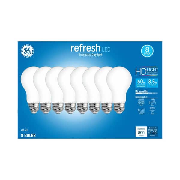 60 Watt Replacement, LED, Daylight, 5000K, A19 General Purpose Bulbs (8 Pack)