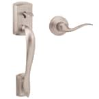 Avalon Satin Nickel Handle Only without Deadbolt with Tustin Door Handle with Microban Antimicrobial Technology