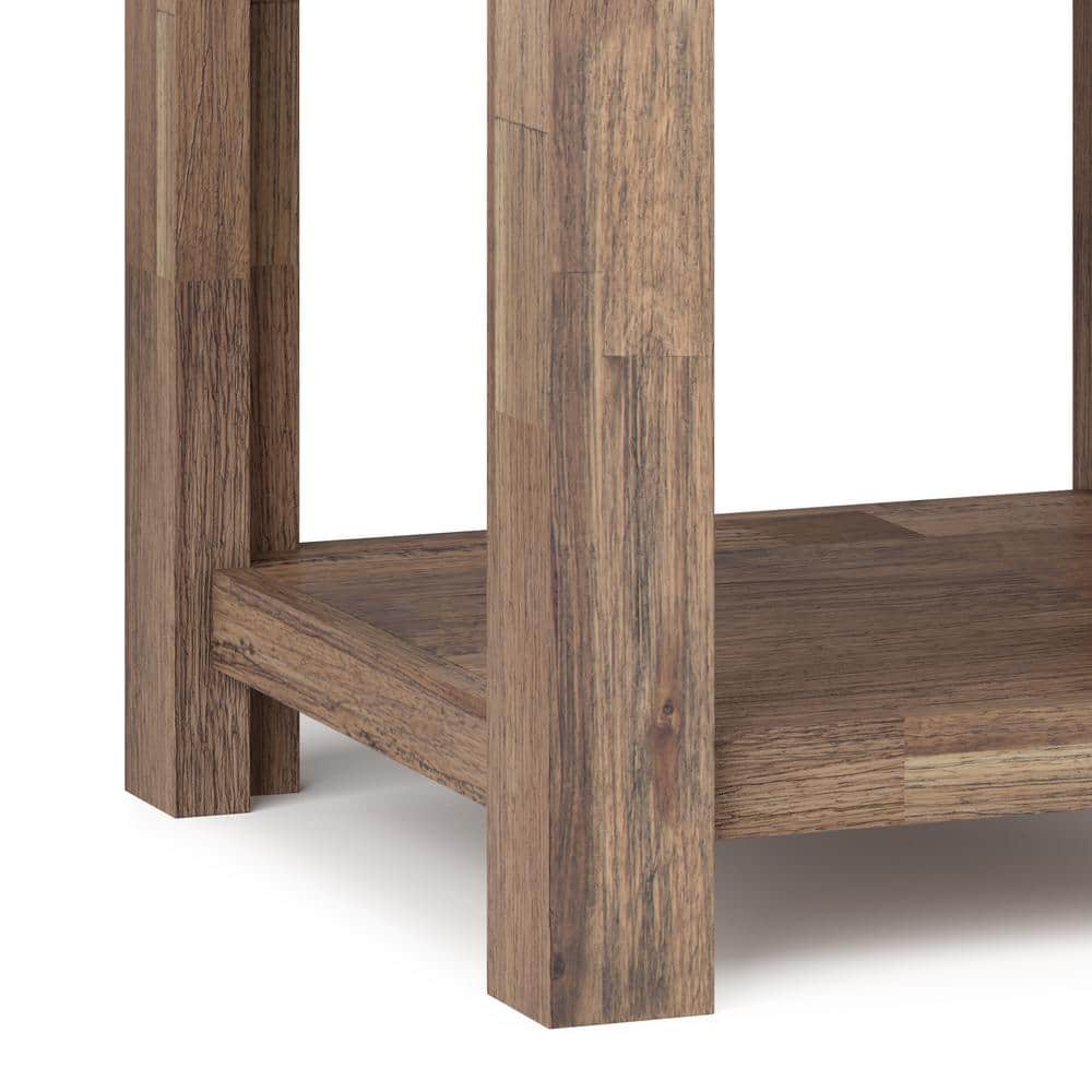 Monroe Rustic Natural Aged Brown Wood End Table with Storage