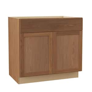 Sinclair 36 in. W x 24 in. D x 34.5 in. H Assembled Sink Base Cabinet in Shaker Saddle Oak