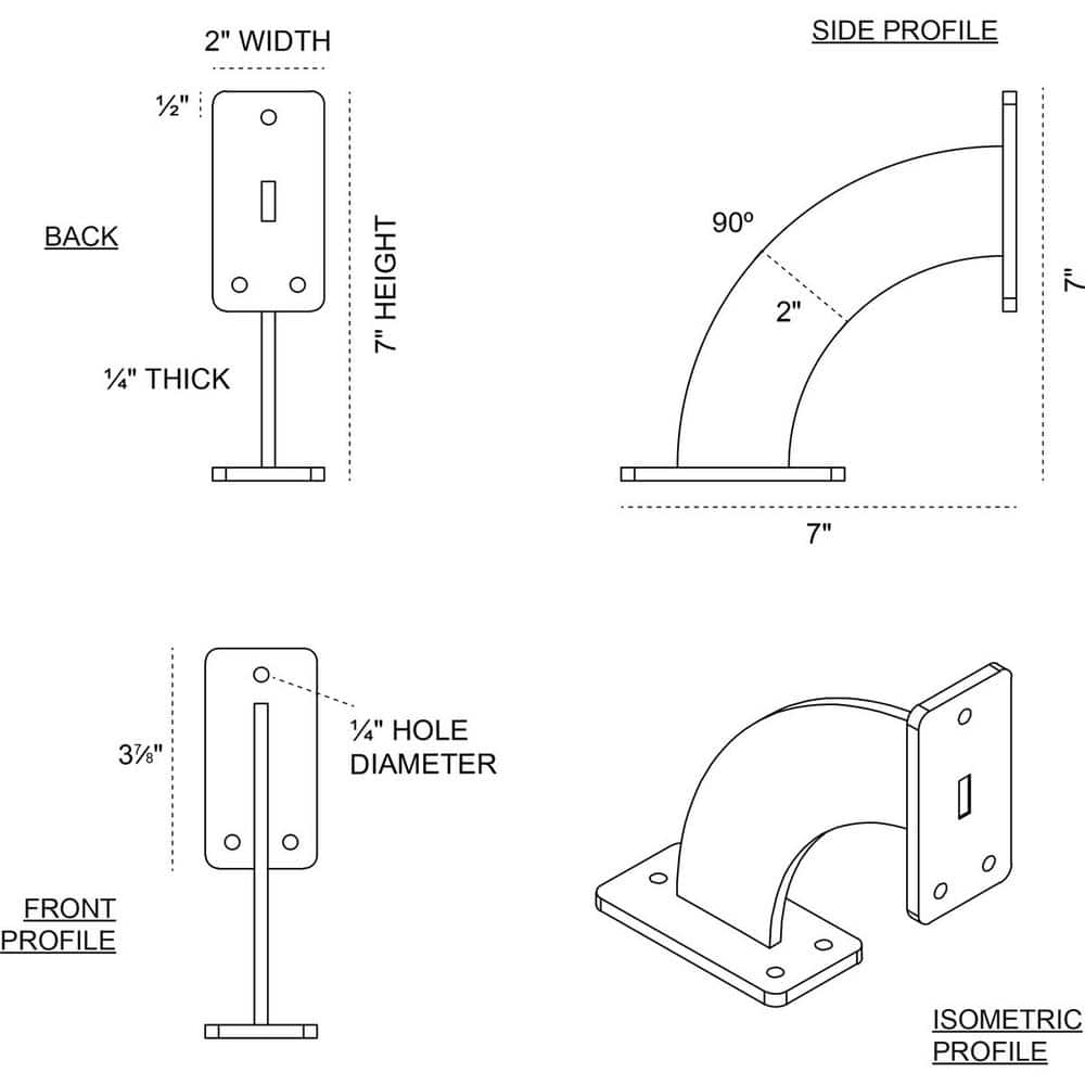 Hammered Brown Steel Bracket for Shelves and Countertops
