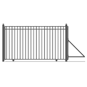 Madrid Style 14 ft. x 6 ft. Black Steel Single Slide Driveway with Gate Opener Fence Gate