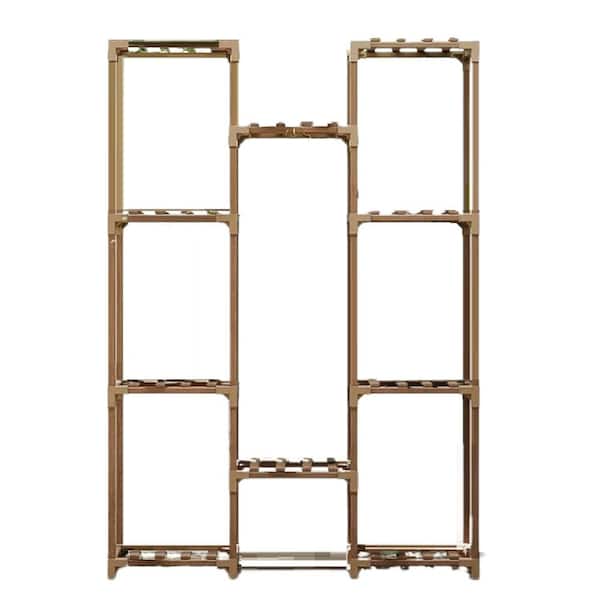 Unbranded 10-Shelf Wooden Plant Stand for Indoor and Outdoor Use with Hanging Functionality