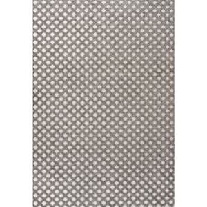 Rabat High-Low Pile Mini-Diamond Trellis Dark Gray/Ivory 4 ft. x 6 ft. Indoor/Outdoor Area Rug