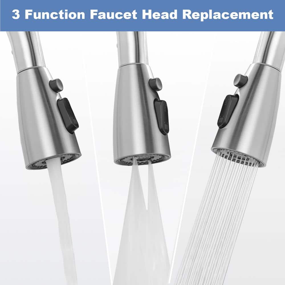 Brushed Nickel 3-Function Kitchen Sink Sprayer Head with Adapters