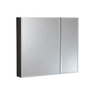 Reflections 30 in. W x 26 in. H Rectangular Aluminum Double Door Medicine Cabinet with Mirror in Black