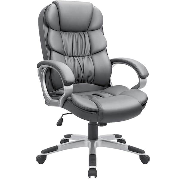  Efomao Desk Office Chair Big High Back Chair Managerial  Executive PU Leather Computer/Swivel Chair with Lumbar Support (Dark Grey)  : Home & Kitchen