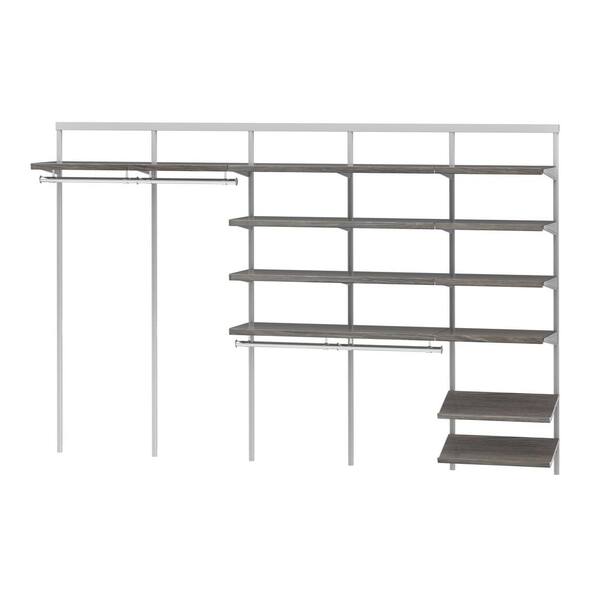Everbilt Genevieve 10 ft. White Adjustable Closet Organizer Double and Long Hanging Rods with Double Shoe Racks