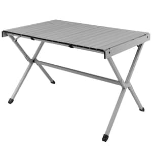 Camping Table Roll-Up Aluminum Beach Table with Carry Bag for 4 to 6-Person Folding Table X-Shaped Frame