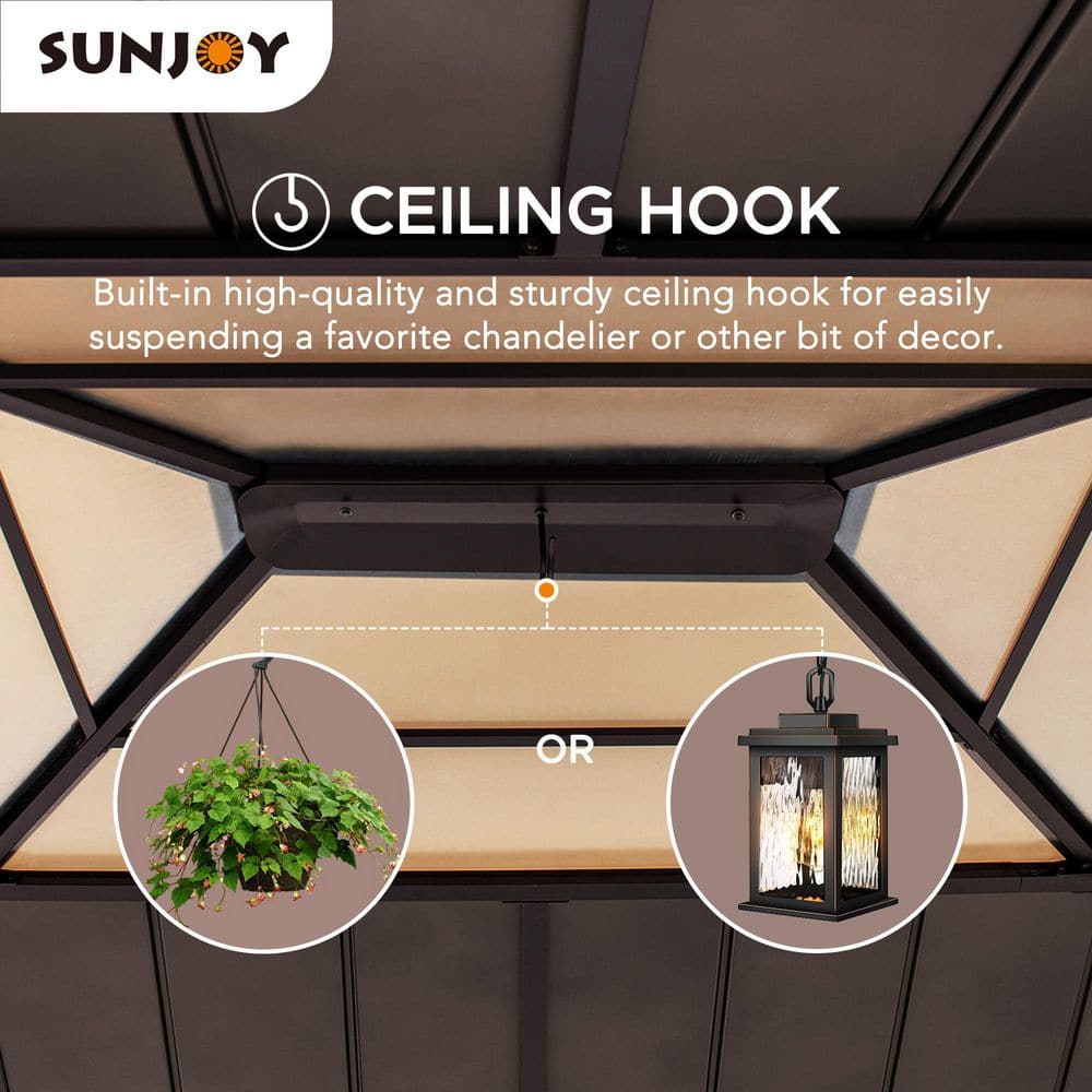 Large Brown Cedar and Steel Hardtop Gazebo for Outdoor Living