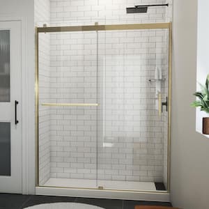 Sapphire-V 60 in. W x 76 in. H Sliding Semi Frameless Bypass Shower Door in Brushed Gold with Clear Glass
