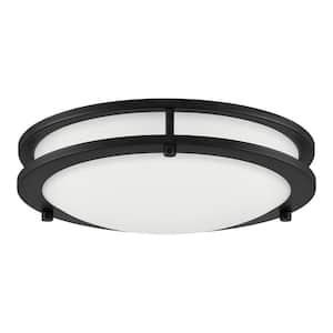 Flaxmere 12 in. Modern Matte Black 3 CCT Integrated LED Flush Mount for Kitchens or Bedrooms