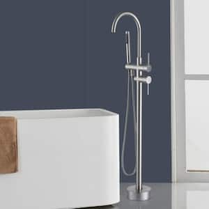 45 5/8-in 2-Handle Residentail Freestanding Bathtub Faucet with Hand Shower in Brushed Nickel
