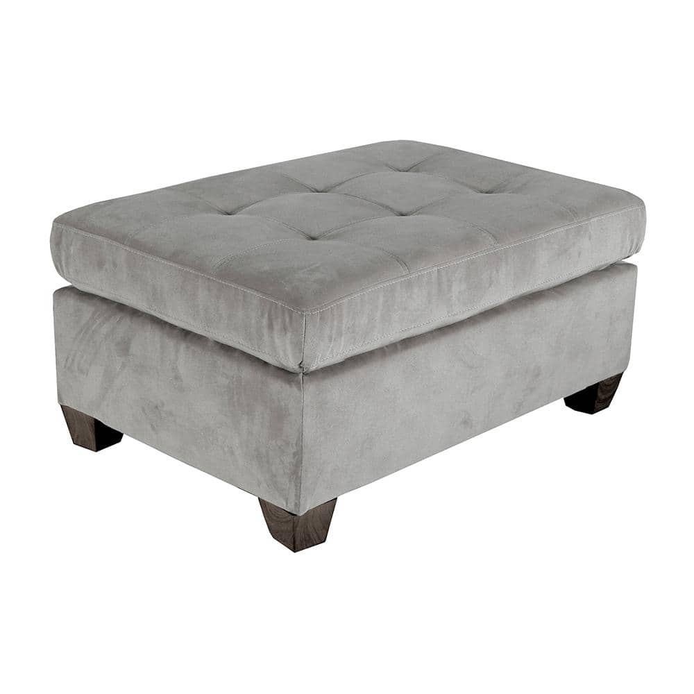 Emilio Taupe Velvet Tufted Upholstered Ottoman
