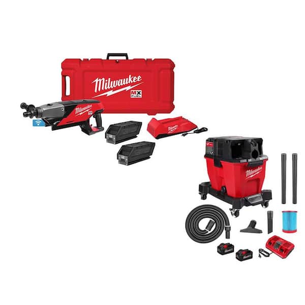 Milwaukee MX FUEL Lithium-Ion Cordless Handheld Core Drill Kit with M18 FUEL 9 Gal. Cordless Wet/Dry Shop Vacuum Kit